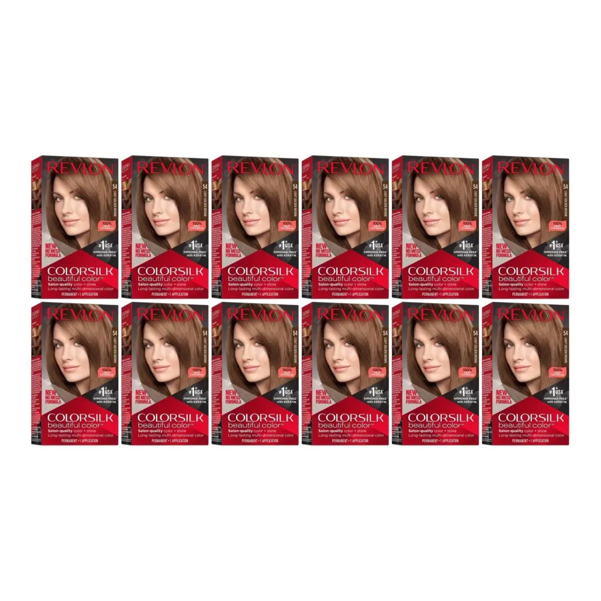 Pack of 12 - 1 Case Revlon Colorsilk Hair Color 54 Light Golden Brown
