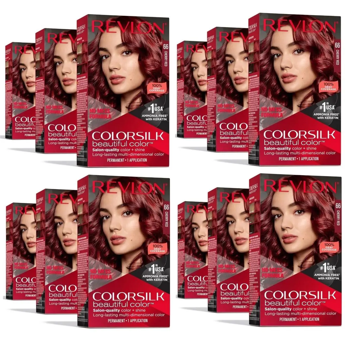 Pack of 12 - 1 Case Revlon Colorsilk Hair Color 66 Cherry Red