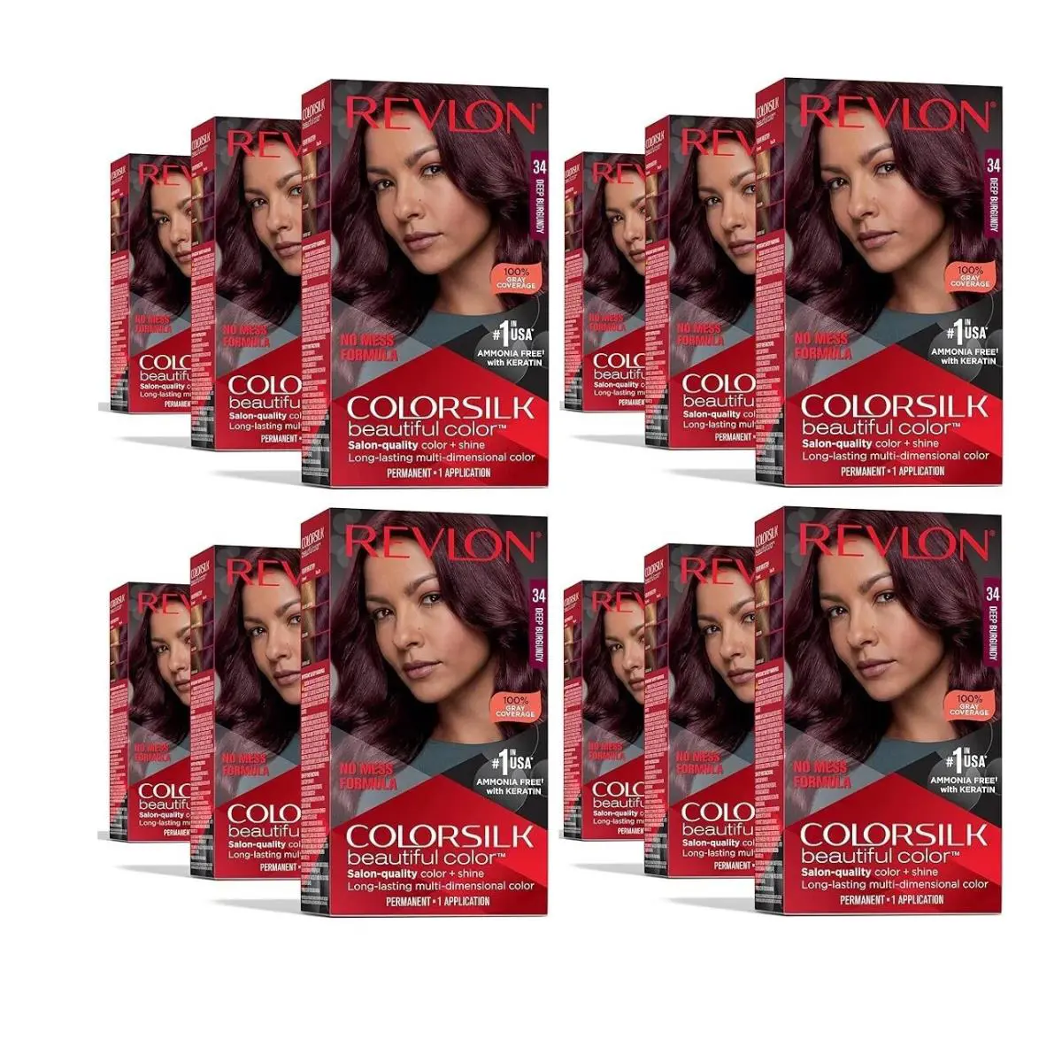 Pack of 12 - 1 Case Revlon Colorsilk Hair Color 34 Deep Burgundy
