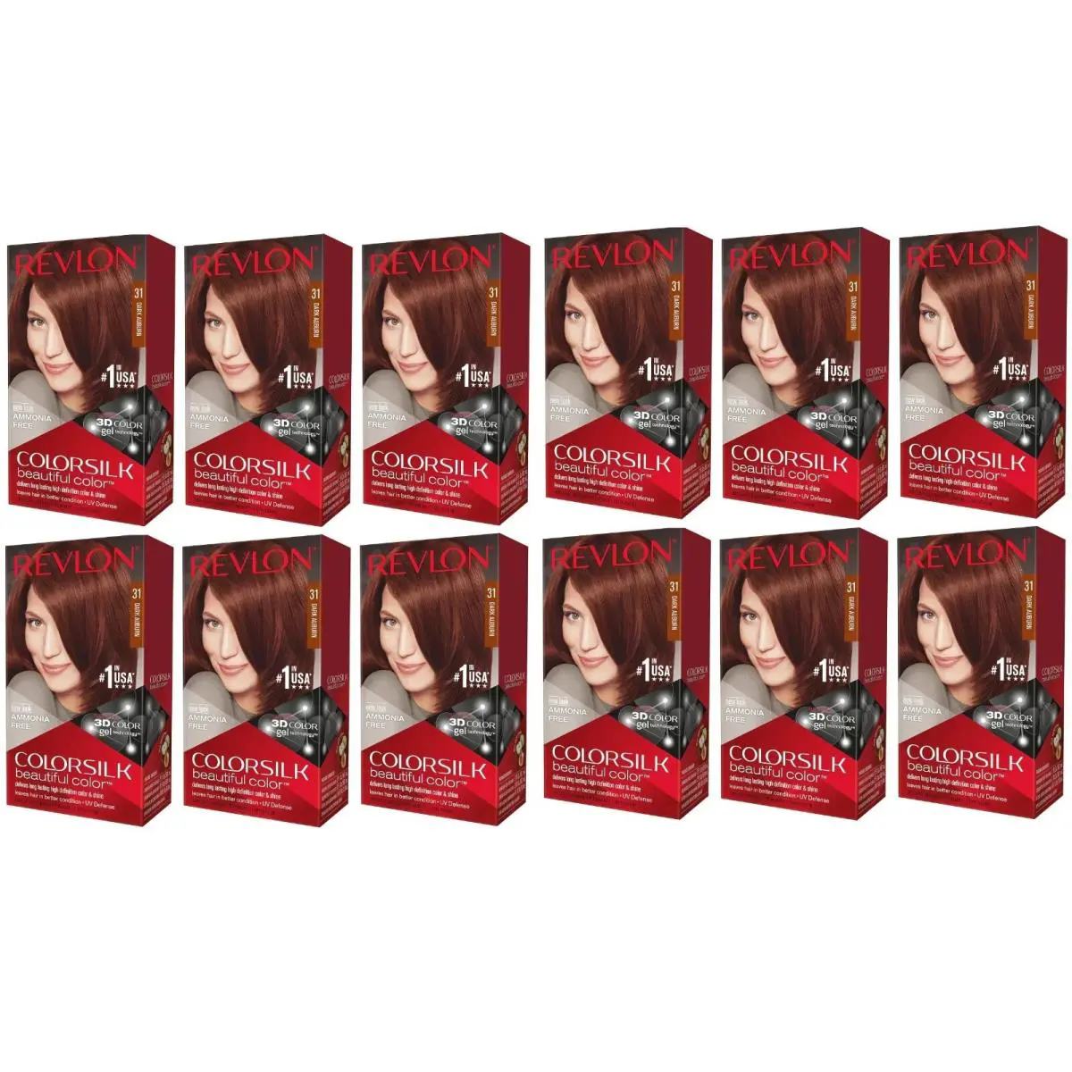 Pack of 12 - 1 Case Revlon Colorsilk Hair Color 31 Dark Auburn