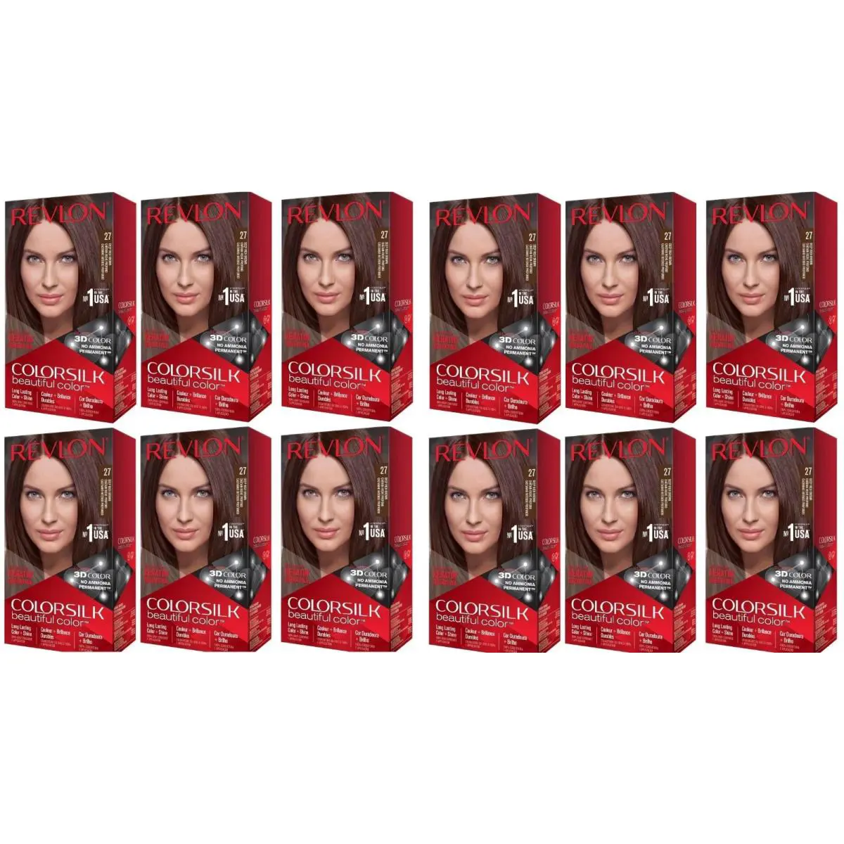 Pack of 12 - 1 Case Revlon Colorsilk Hair Color 27 Deep Rich Brown