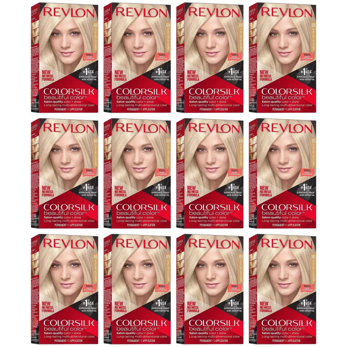 Pack of 12 1 Case Revlon Colorsilk Hair Color 05 Ultra Light Ash Blonde 5