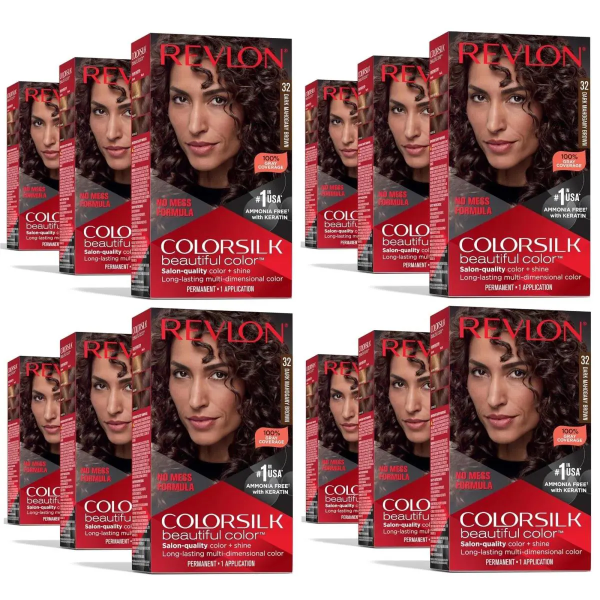 Pack of 12 - 1 Case Revlon Colorsilk Hair Color 32 Dark Mahogany Brown