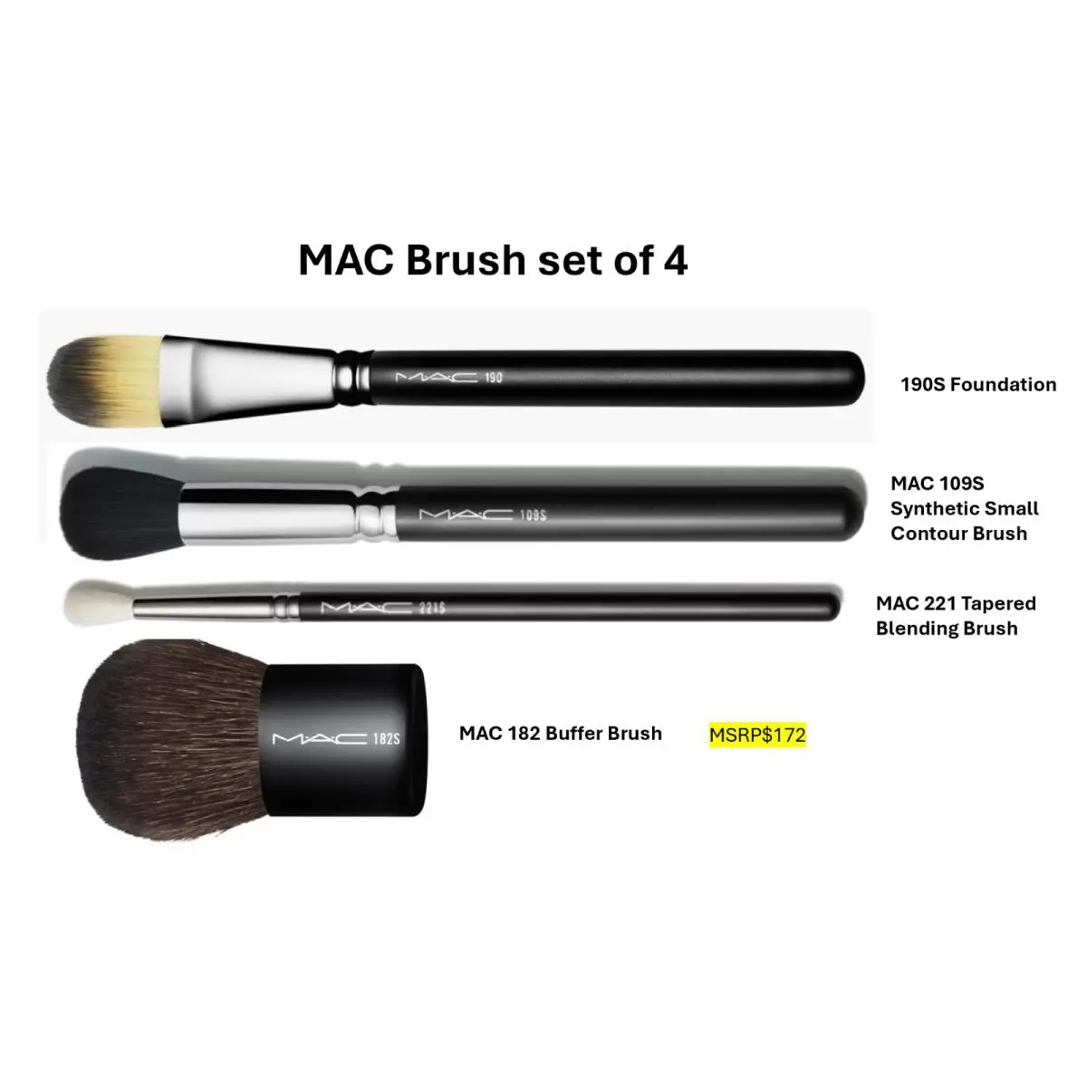 Mac Professional Brush Set 4pcs – – Worth