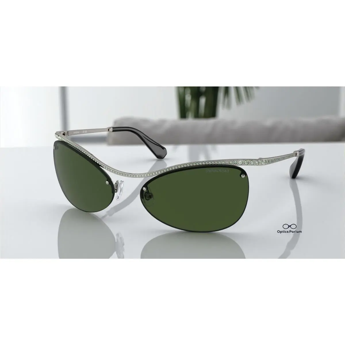 Swarovski SK7018 400971 Gunmetal Dark Green 63 mm Women`s Sunglasses