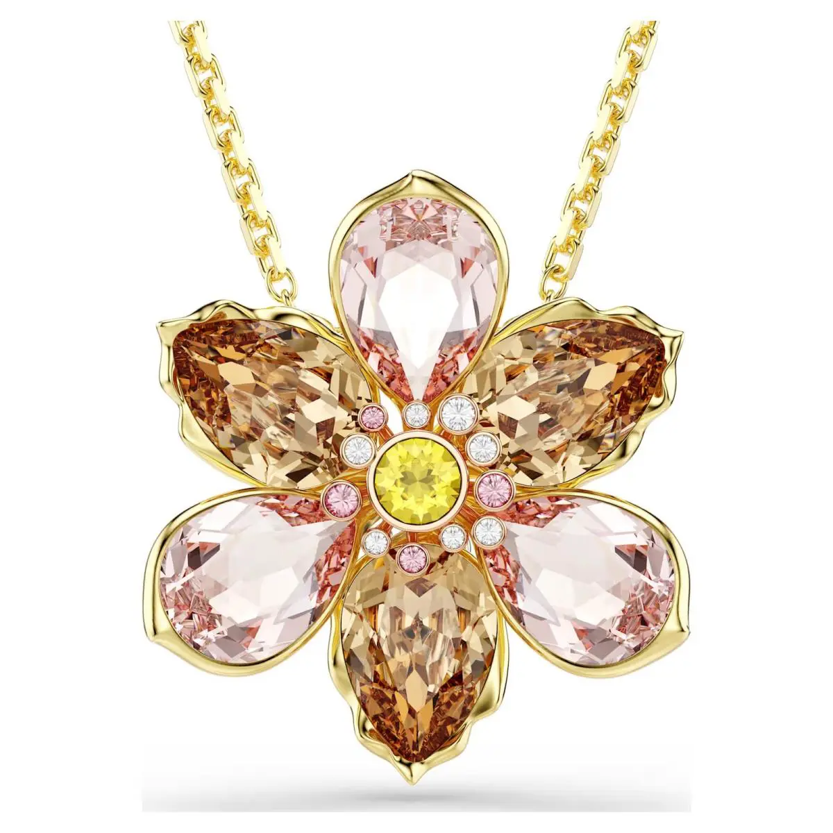 Swarovski Idyllia Pendant and Brooch Flower Multicolored Gold Tone 5735227