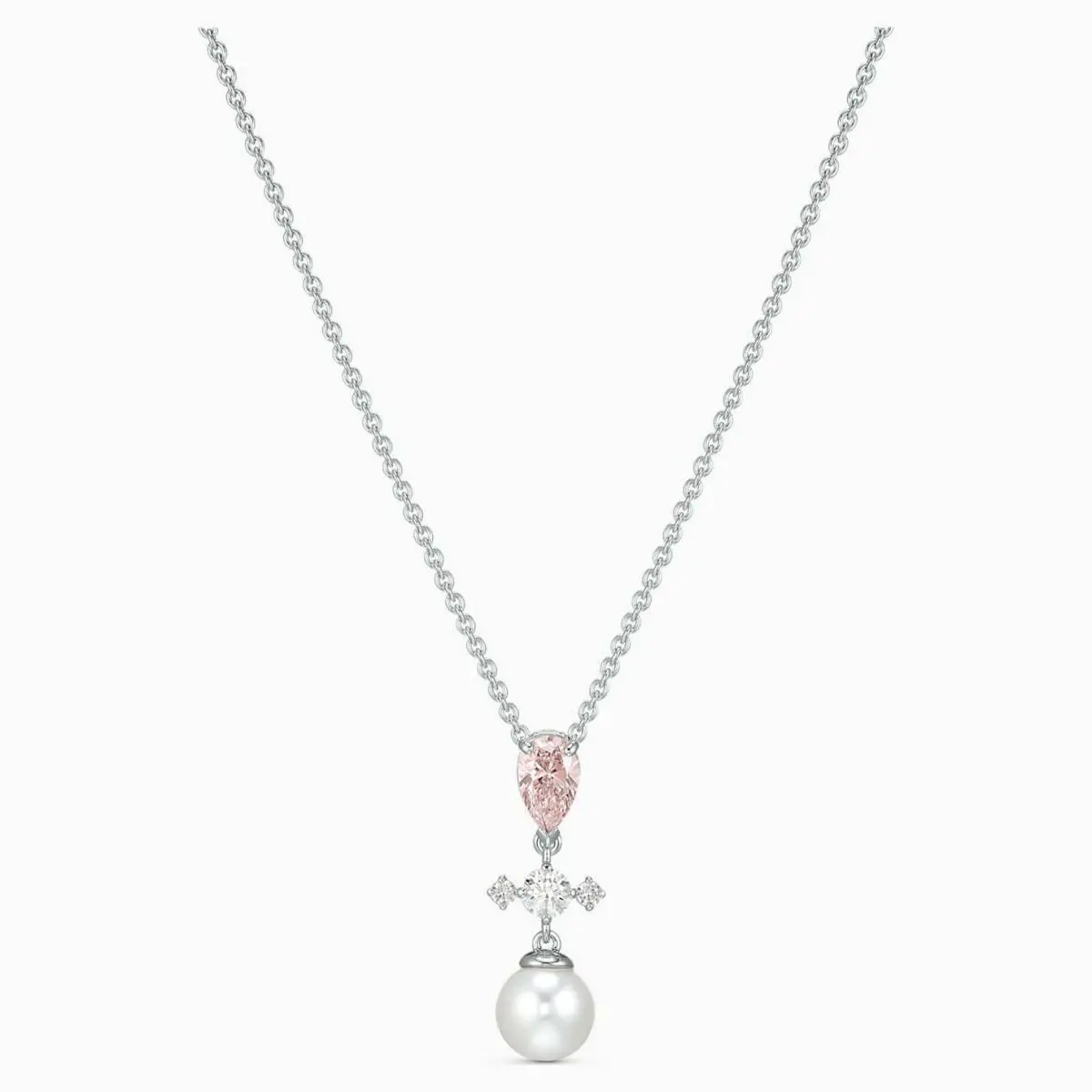 Swarovski Perfection Necklace Pink Crystal Pearl Rhodium Plated 5516591