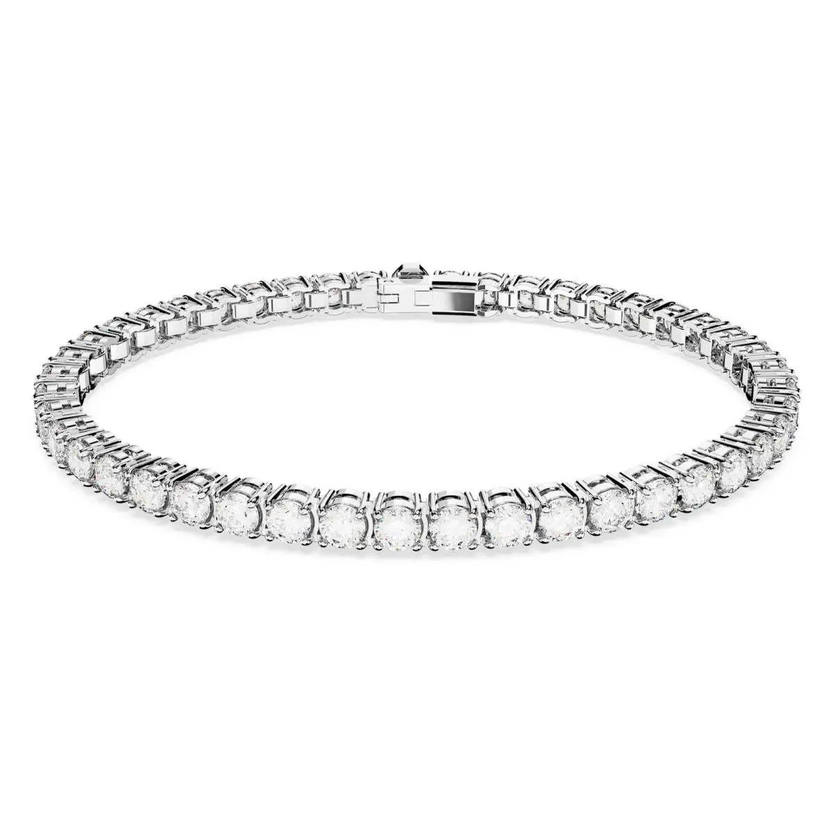 Swarovski Matrix Tennis Bracelet Round Cut White Rhodium Plated XL 5660917