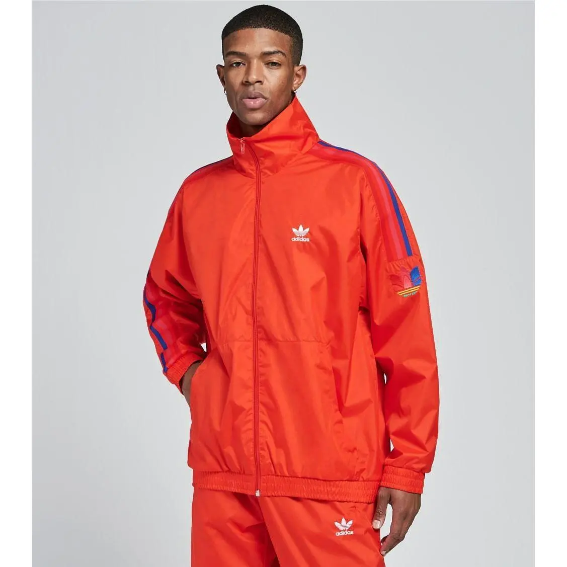 Adidas Originals Men`s 3D Trefoil 3-Stripes Track Top Jacket Active Red Size XL