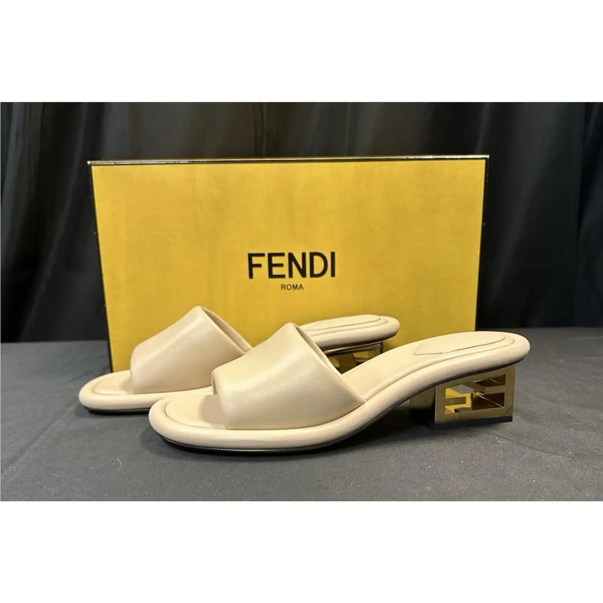 Fendi Baguette Mules - Buff Napa Leather - Size 38 US 8