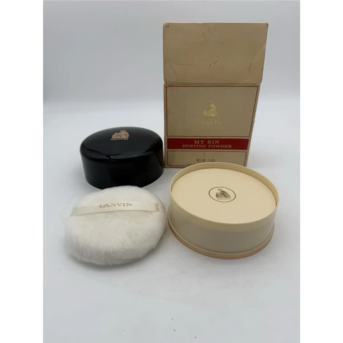 Vintage My Sin Lanvin Perfume Dusting Powder 7 oz Boxed
