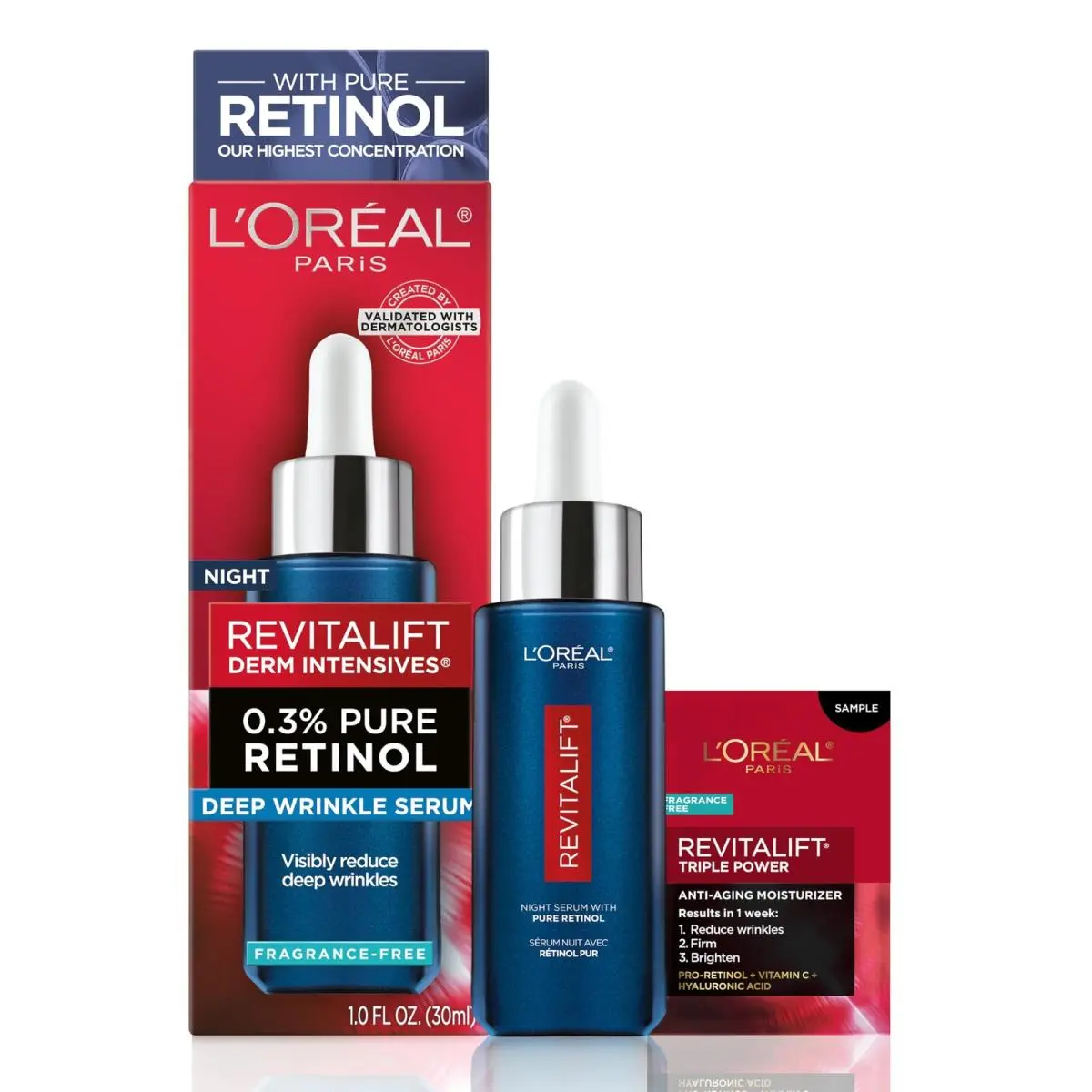 Loreal Paris Revitalift 0.3 Pure Retinol Night Serum Reduce Deep Wrinkles by L'Oréal