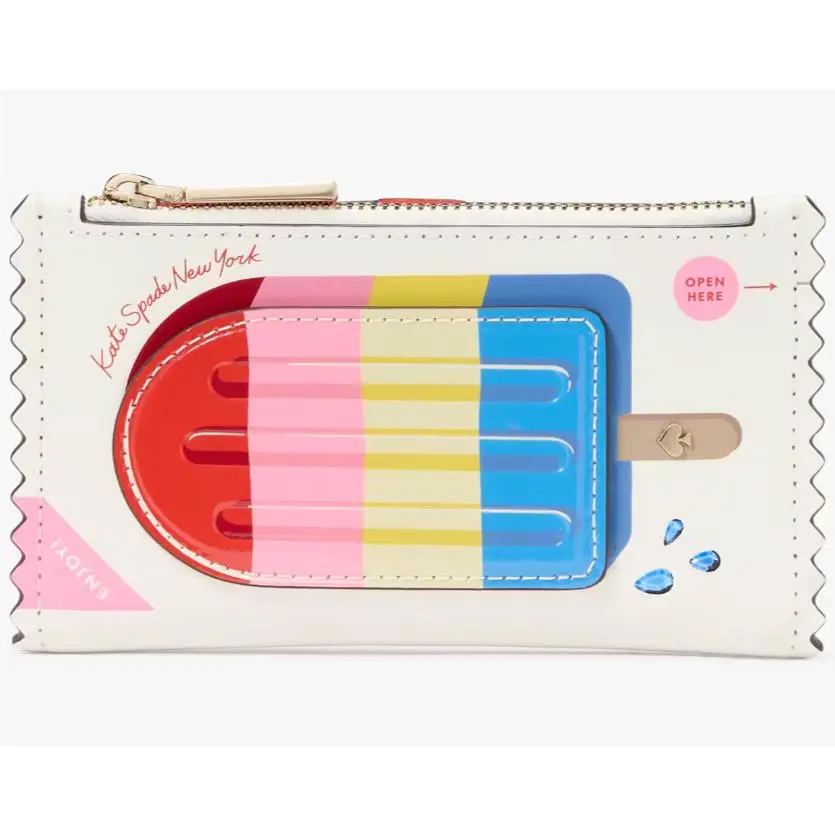 Small Slim Bifold Leather Wallet Snack Bar Popsicle KK990 Ivory by Kate Spade