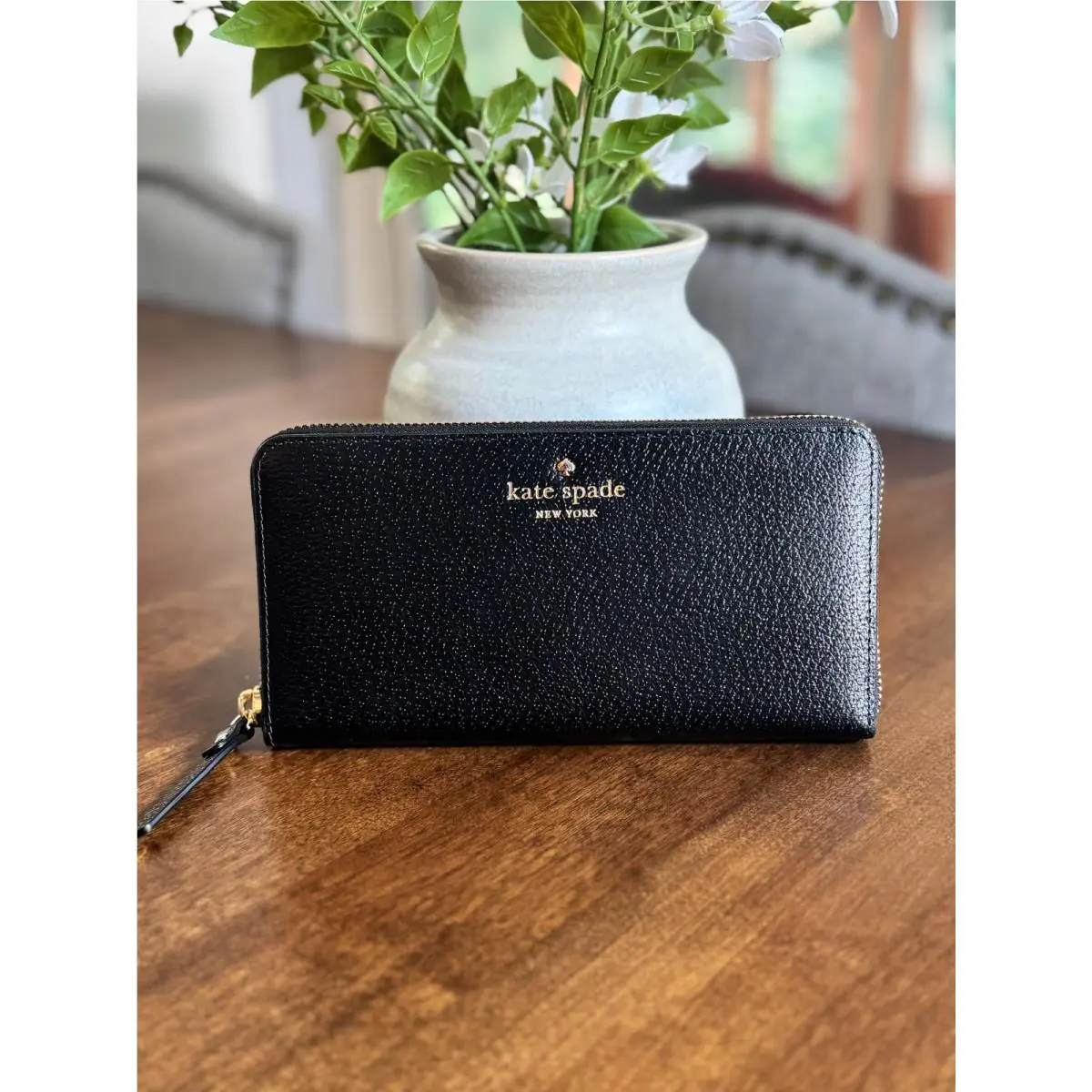 Kate Spade New York Grand Street Lacey Black Leather Continental Wallet