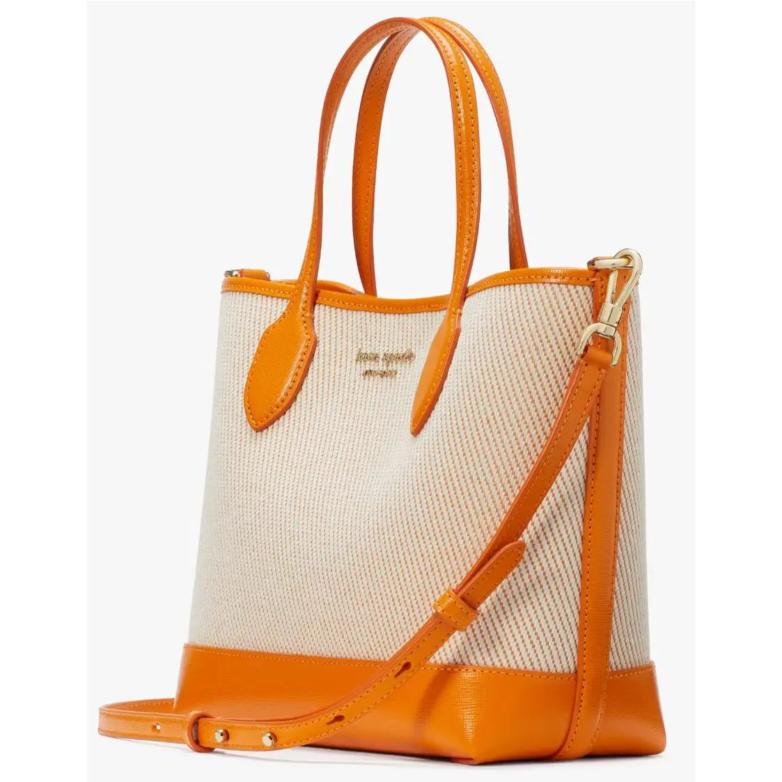Kate Spade Bleecker Orange Medium Crossbody Canvas Leather Tote KI102 Purse