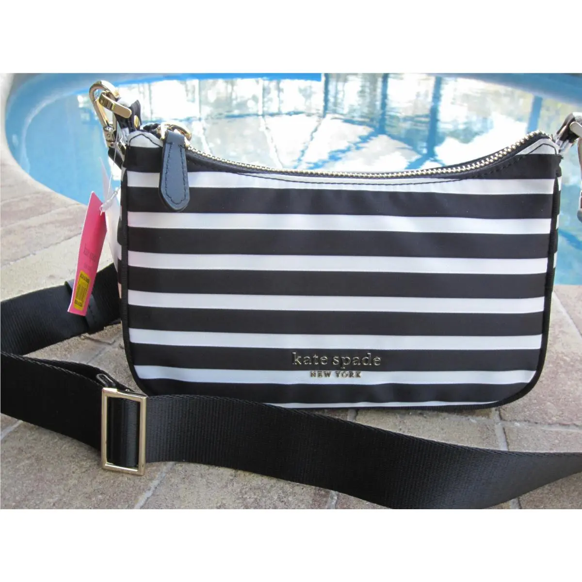 Kate Spade The Little Better Sam Nylon Stripes Crossbody Purse K4469