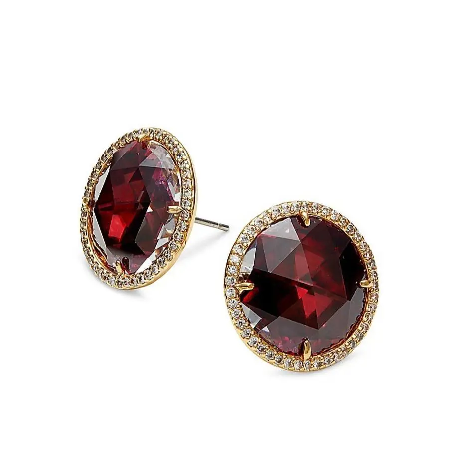 Kate Spade W1209 She Has Spark Cubic Zirconia Fuchsia Red Stud Round Earrings