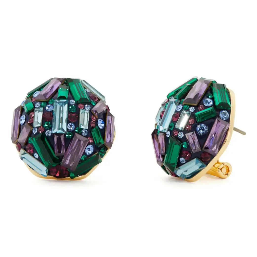 W1203 Blue Multi Gold Tone Baguette Brilliant Statement Stud Earrings by Kate Spade