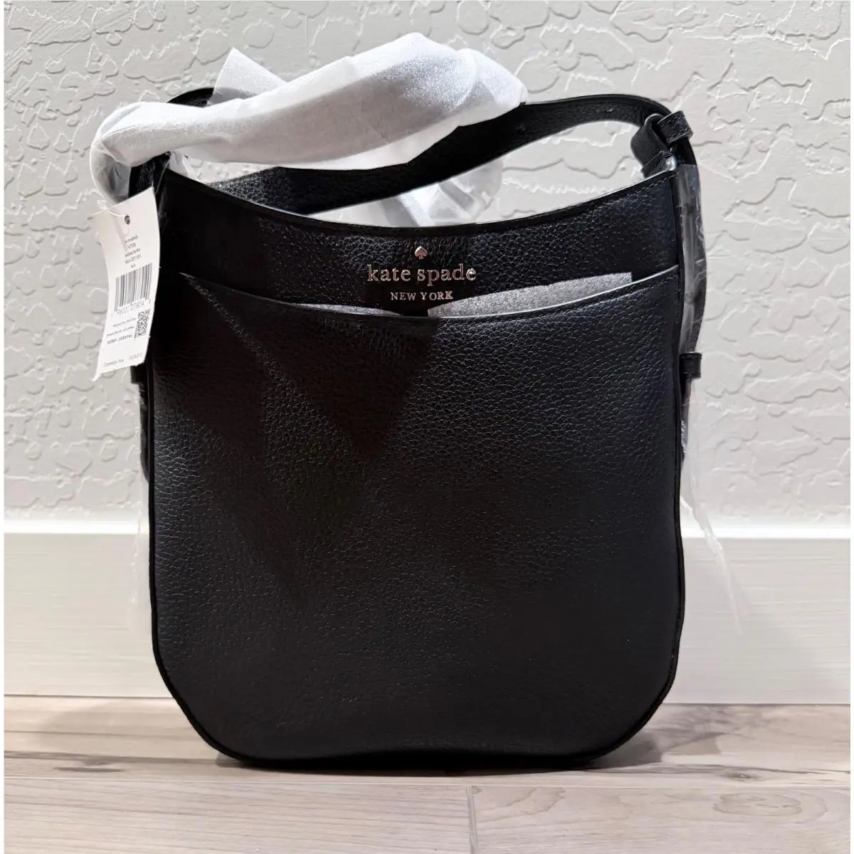 Leila Pebbled Leather Crossbody Bag Black by Kate Spade