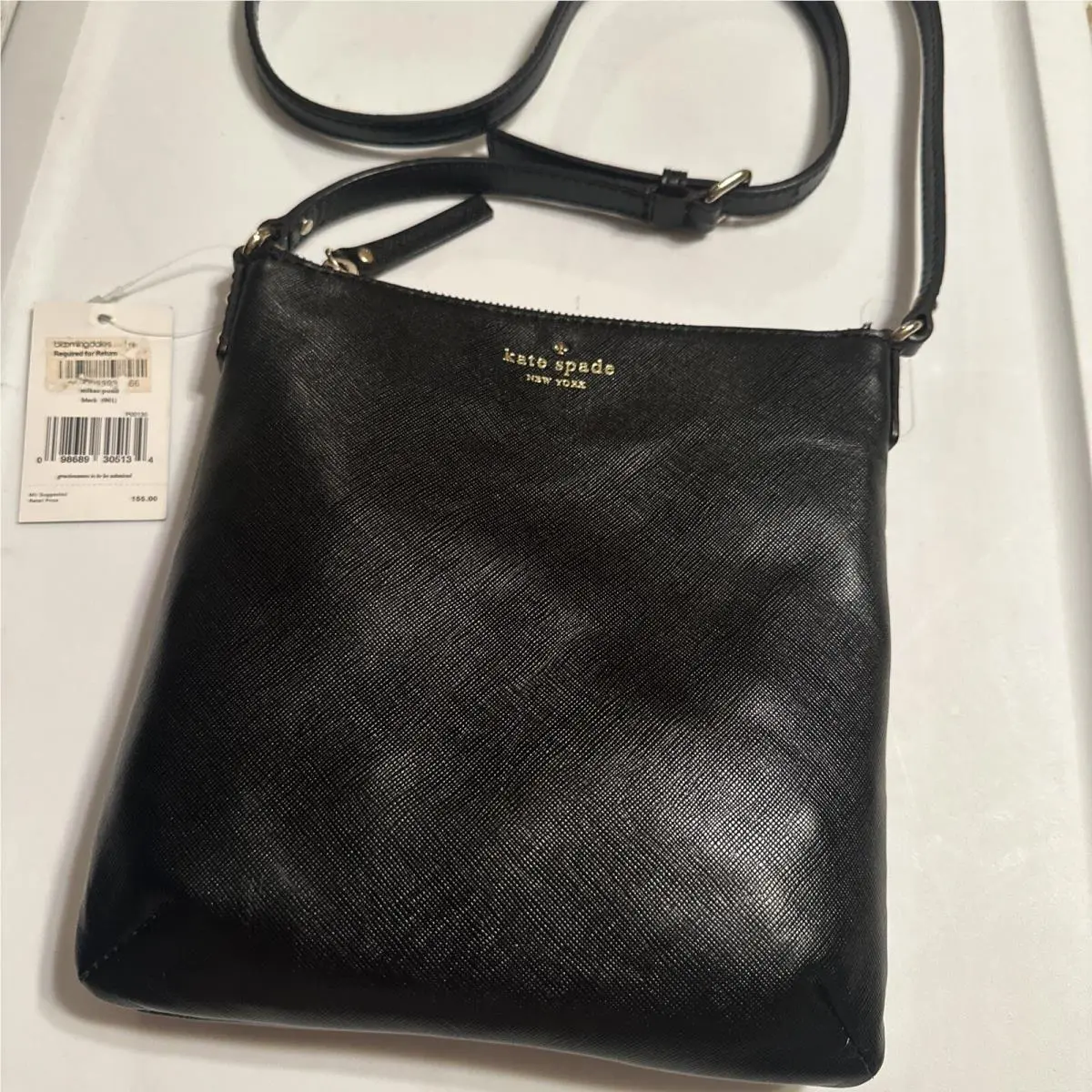 New Kate Spade NY Mikas Pond Pebble Leather Crossbody Bag Black 001 Rare Style
