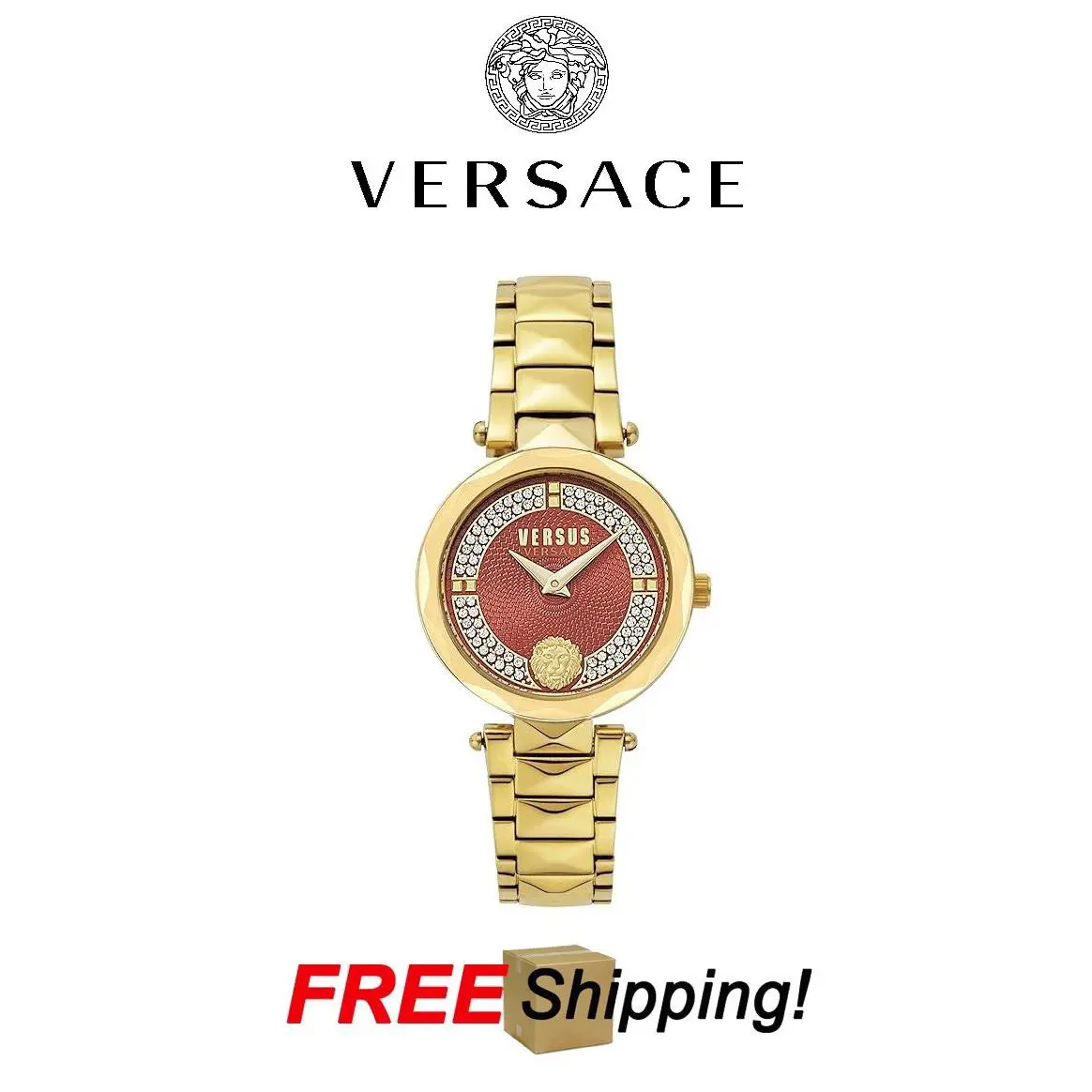 Versace Brick Lane Luxury Covent Garden Collection Versus Gold Red Dial