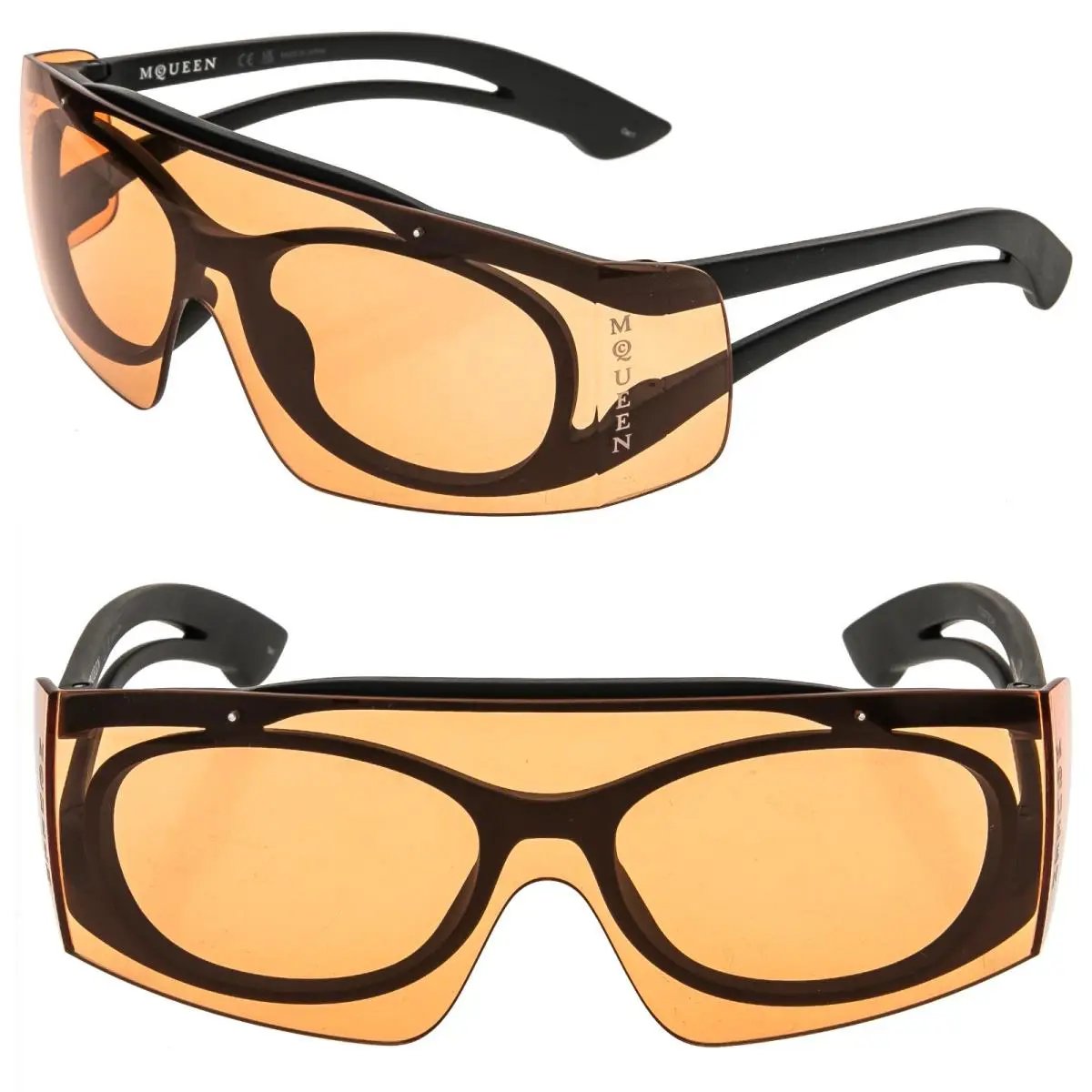 Alexander Mcqueen AM0489S 0489 Black Orange Mask Fashion Sunglass 003