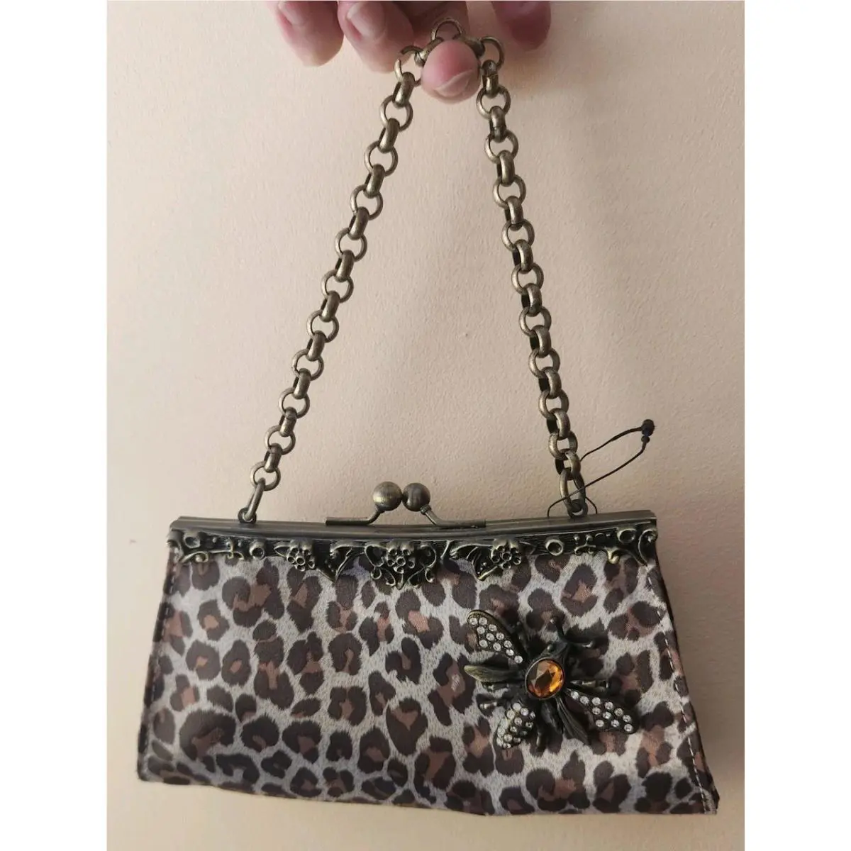 Guess Leopard Print Vintage Y2K Metal Mini Bag Purse Bumbble Bee