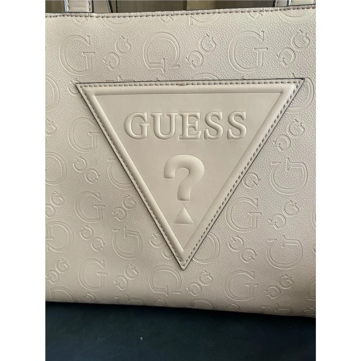 Panya Large Tote / Purse Color Taupe Canvas Logo by Guess
