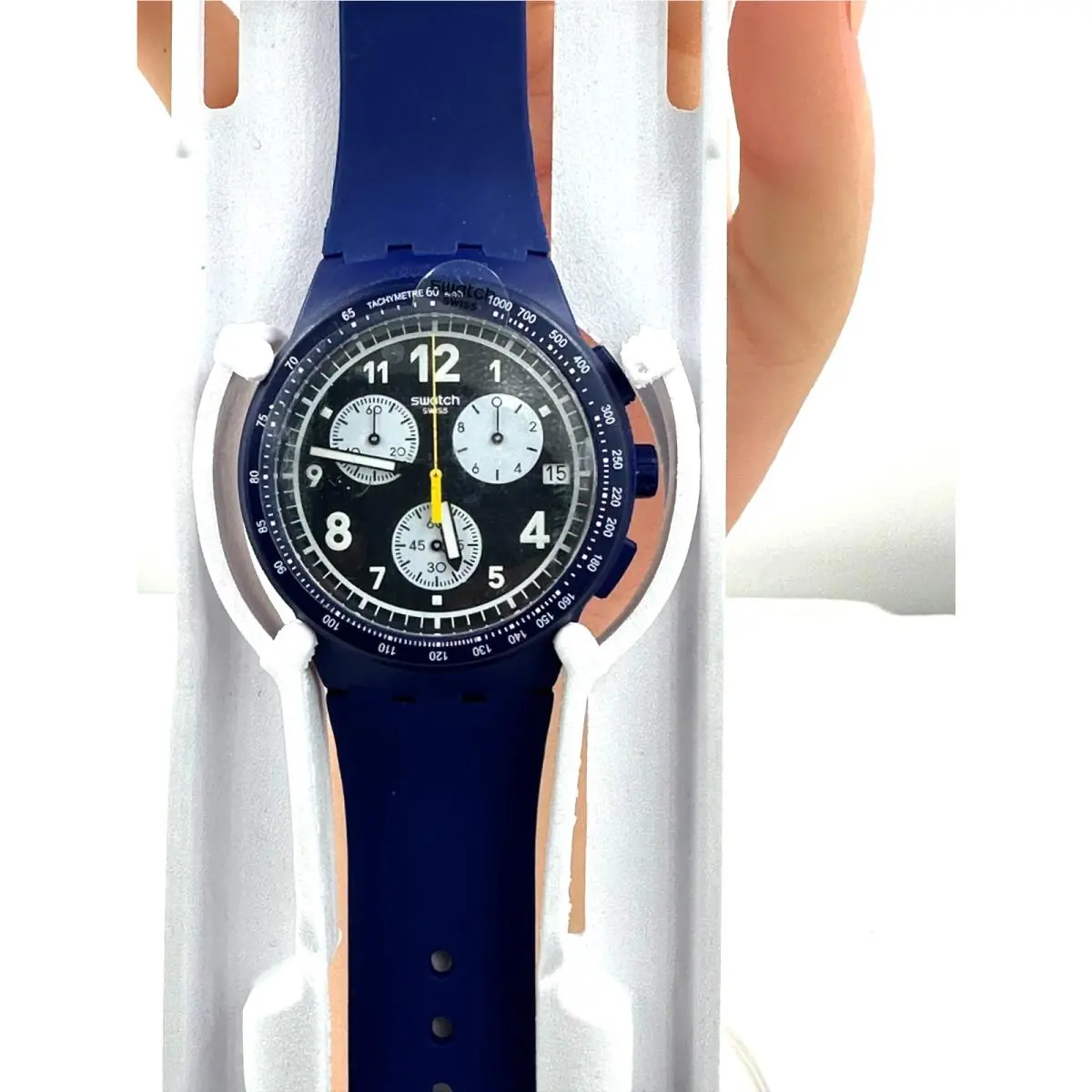 Swatch Watch Nothing Basic About Blue SUSN418 Chrono Swiss Box