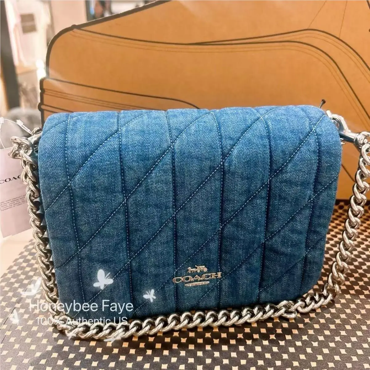 Coach Quinn Bag with Denim Quilting CAK40/CBR15