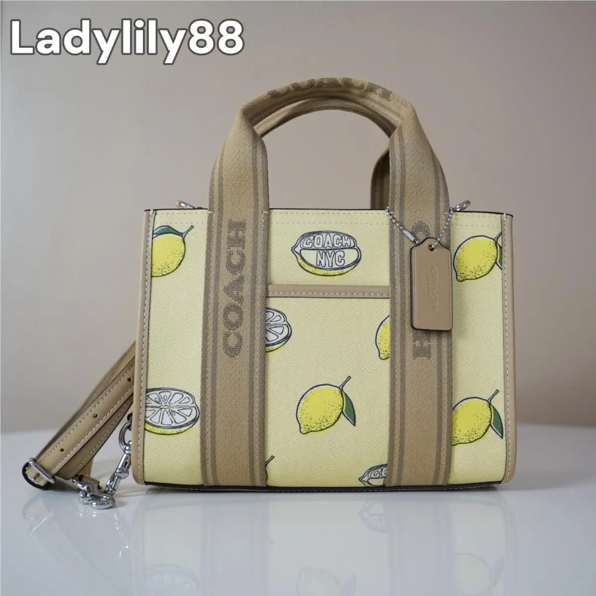 CAR80 CAR81 CAR79 Smith Tote Bag 24 Coated Canvas Smooth Leather Sv/Garden Glade Multi by Coach