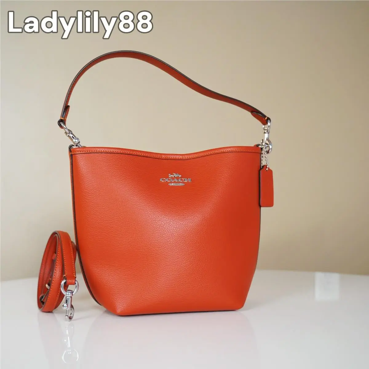 CT800 CAL85 CT801 City Bucket Bag Leather Color Option CT801 Silver/Deep Orange by Coach