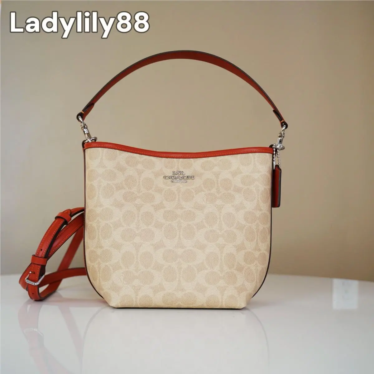 CT800 CAL85 CT801 City Bucket Bag Leather Color Option CT800 Silver/Sand/Deep Orange by Coach