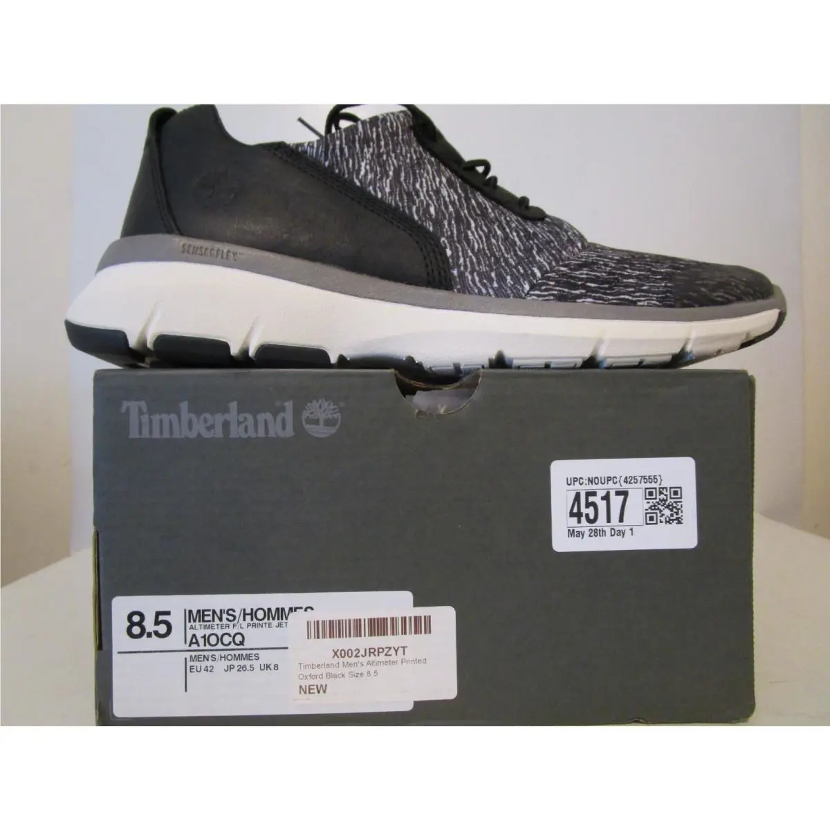 Timberland Altimeter Mens Leather/mesh Athletic Sneaker Black White Size 8.5