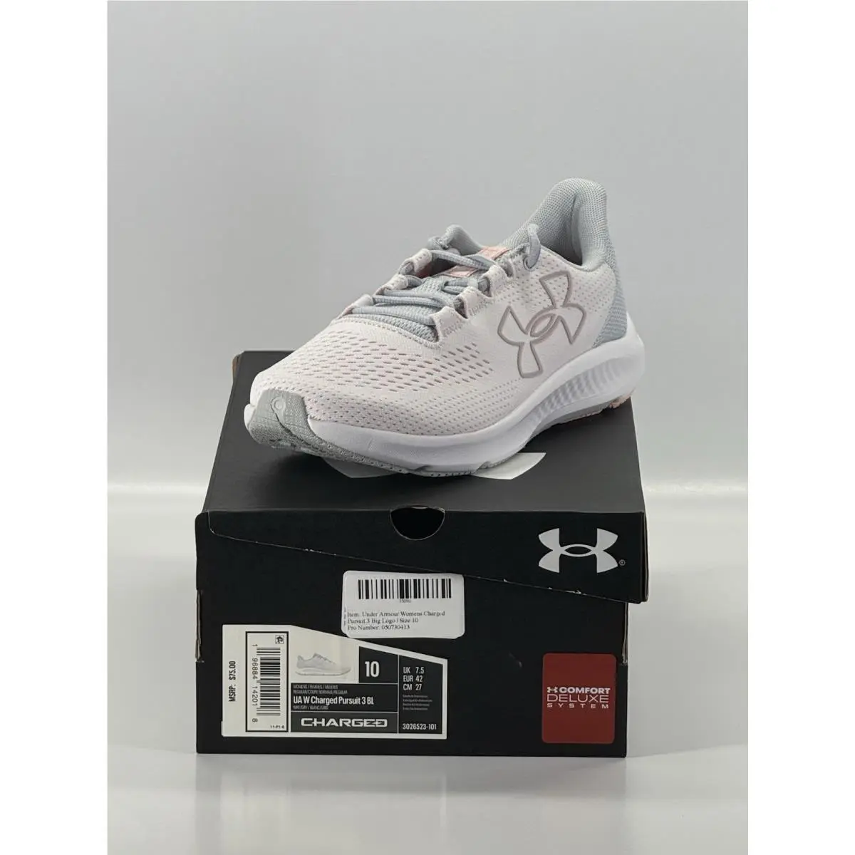 Under Armour Women`s Charged Pursuit 3 Big Logo Size 10