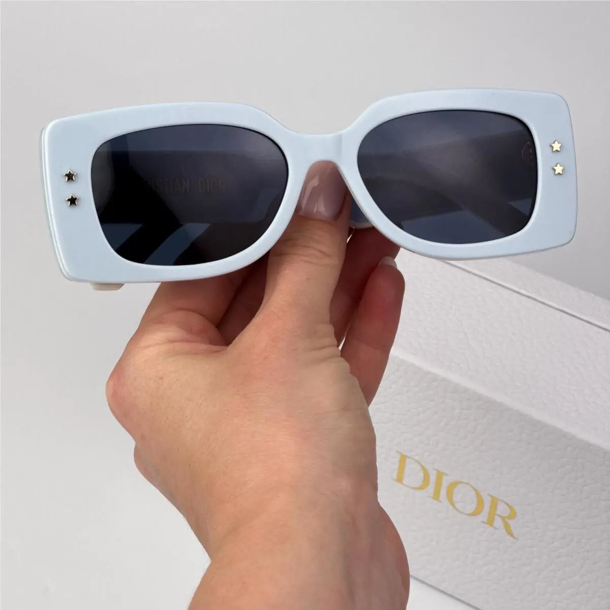 Dior Women Sunglasses Shiny Blue White Rectangle Diorpacific S1U 80B0