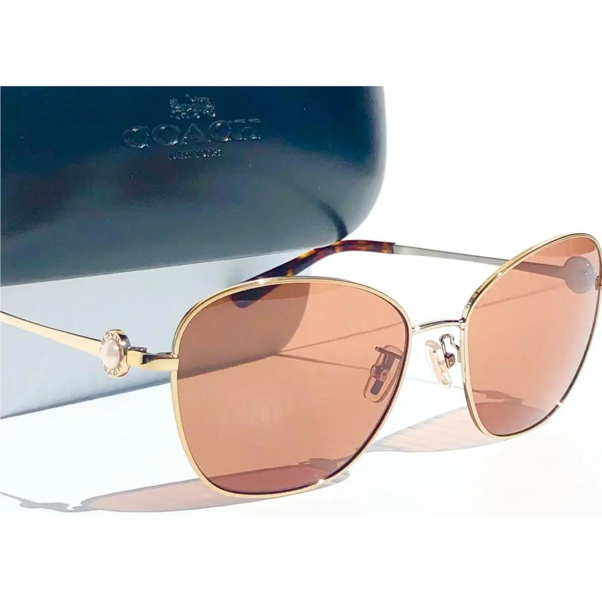 Coach Gia Butterfly Gold Lens Womens Sunglass L1070 HC7090