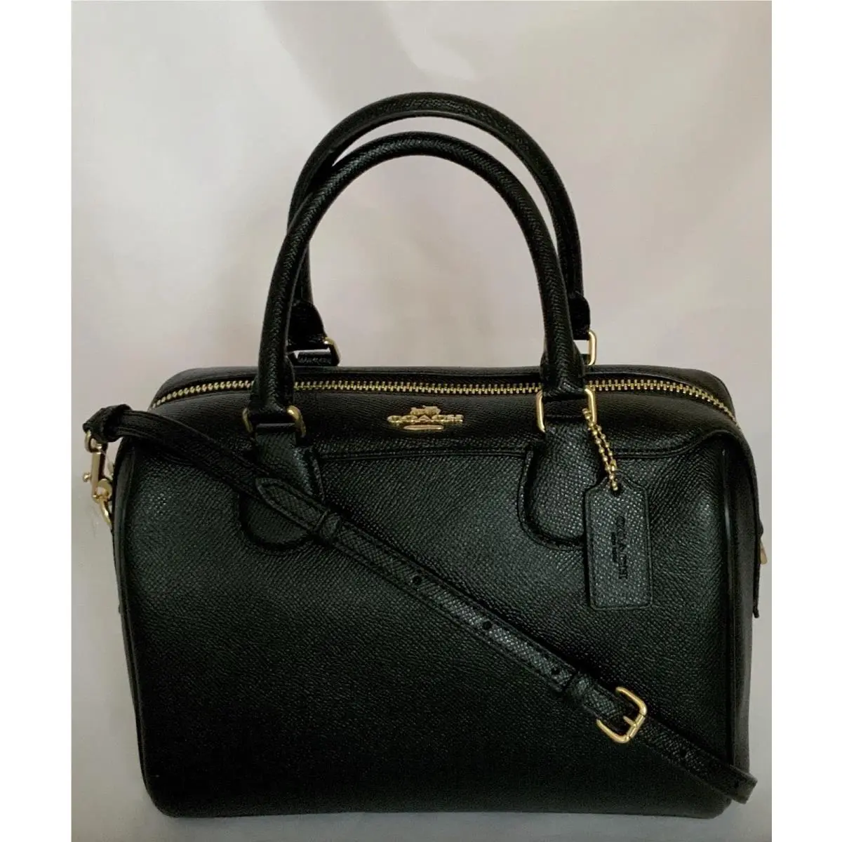 Coach F57521 Crossgrain Leather Mini Bennett Satchel Handbag Im/black