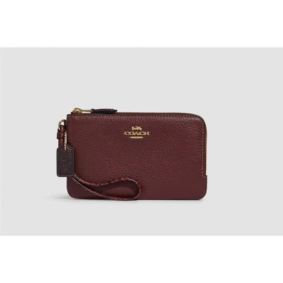 Coach Double Corner Zip Wristlet Leather