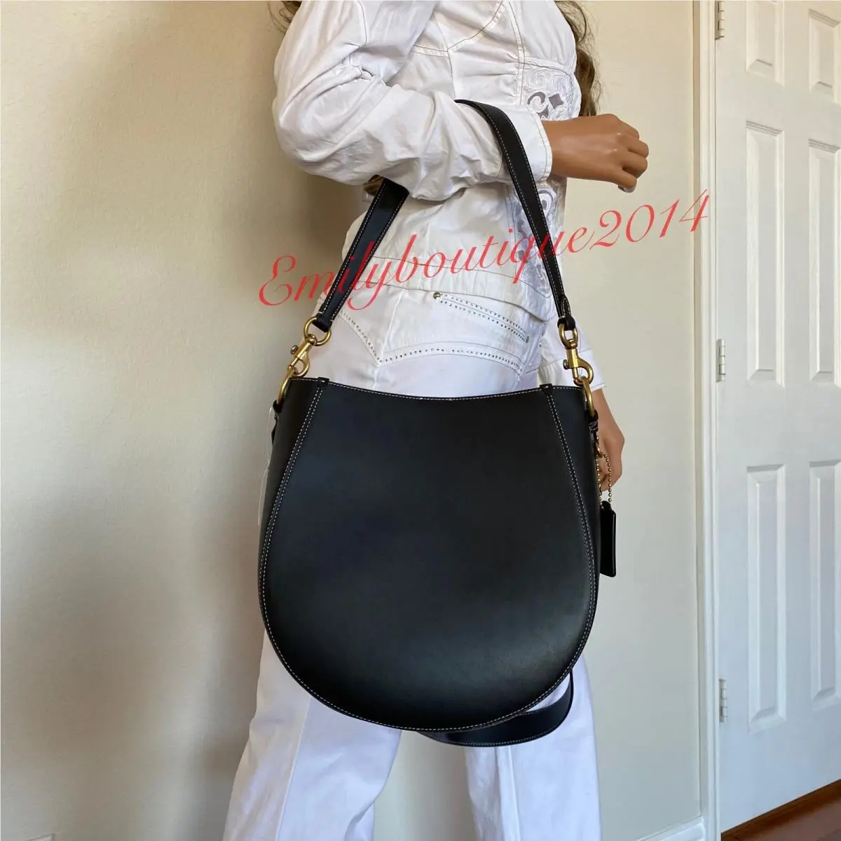 Coach 88344 Maddy Hobo Glovetanned Leather Black Crossbody Bag Zip Pouch