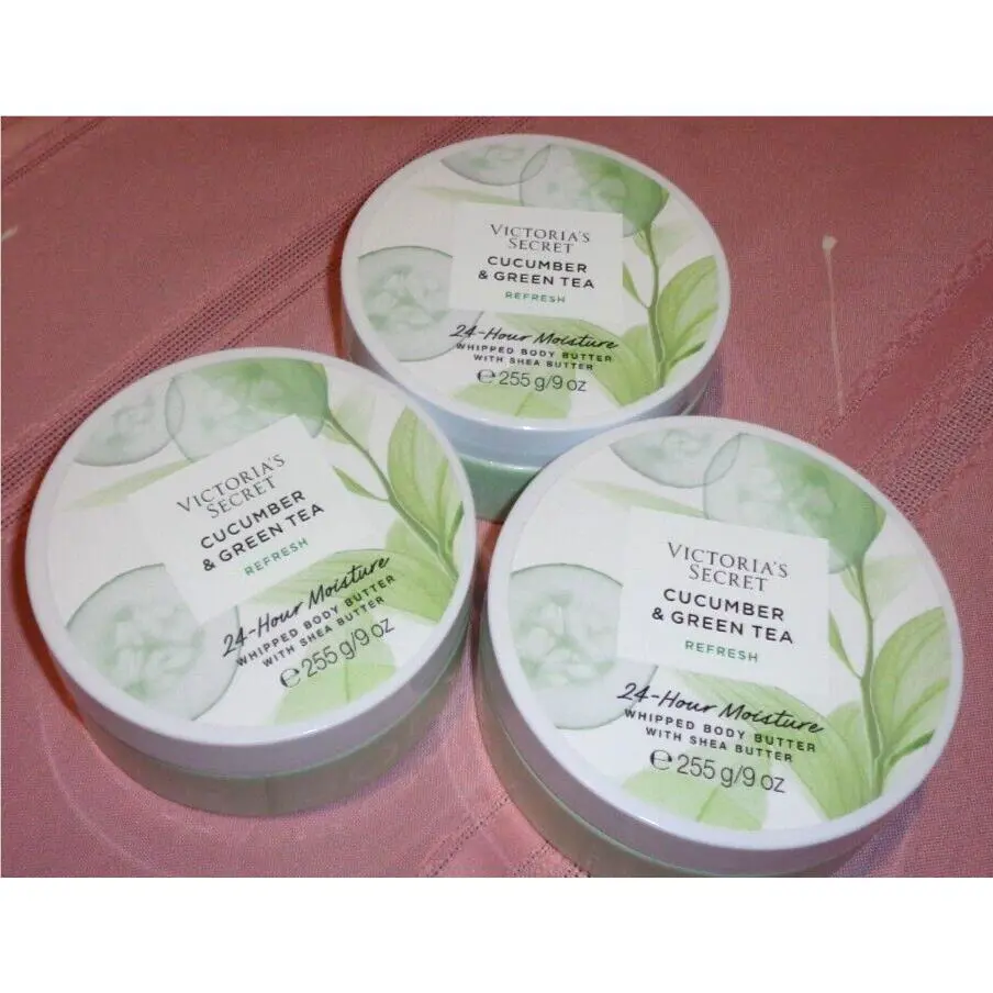 3 Victorias Secret 24 Hour Moisture Whipped Body Butter Cucumber Greentea 255g