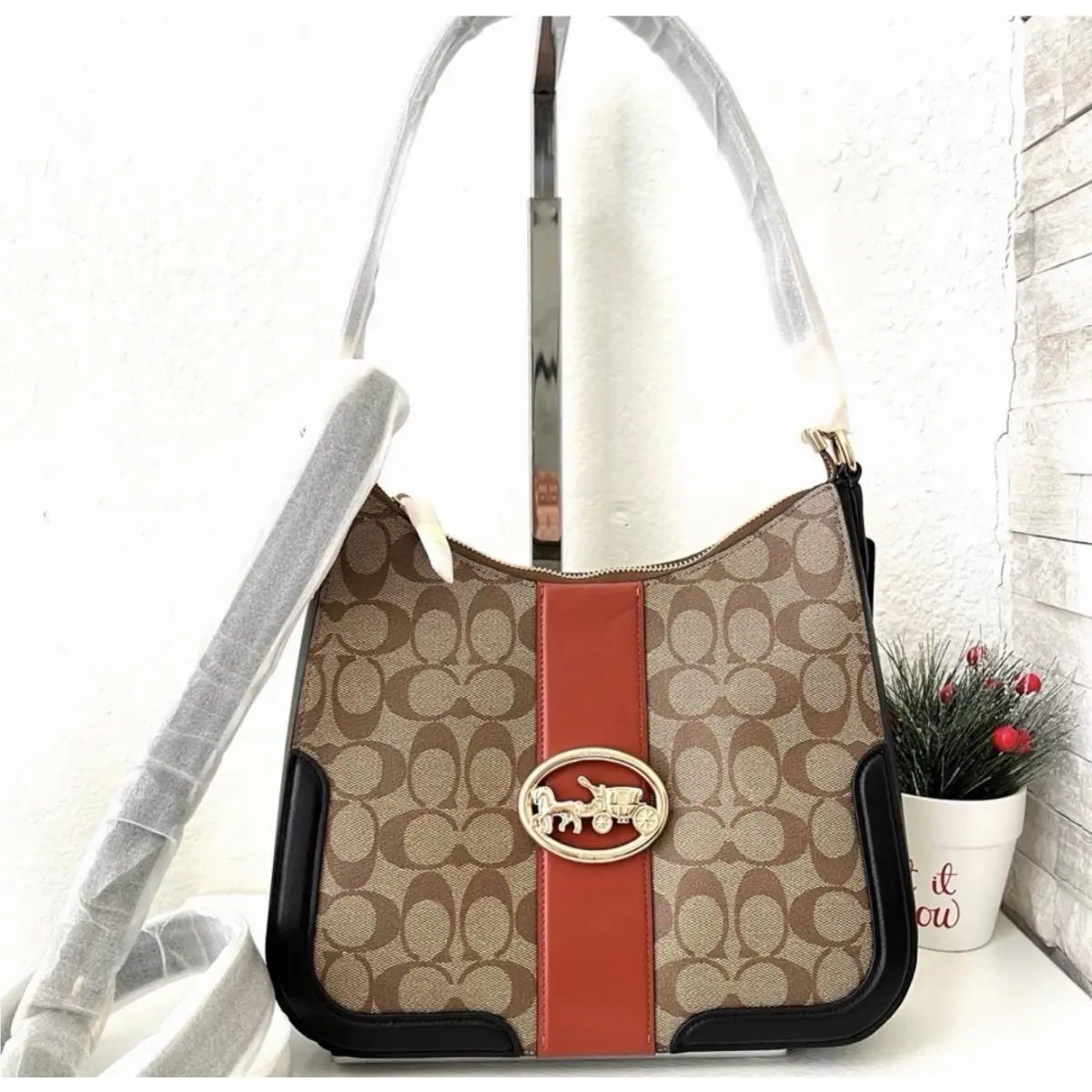 Coach C7229 Georgie Hobo In Colorblock Sig. Canvas Gold/khaki/terracotta Multi