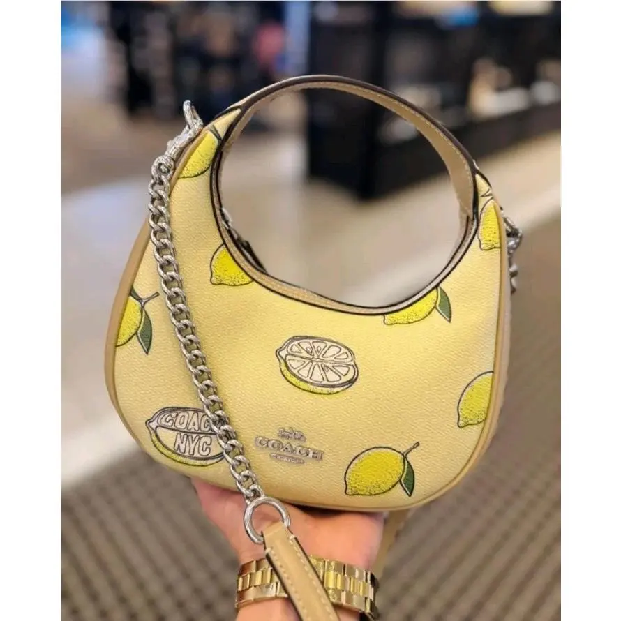 Coach CAL000 Carmen Mini Crossbody Bag with Lemon Print Sv/garden Glade Mult