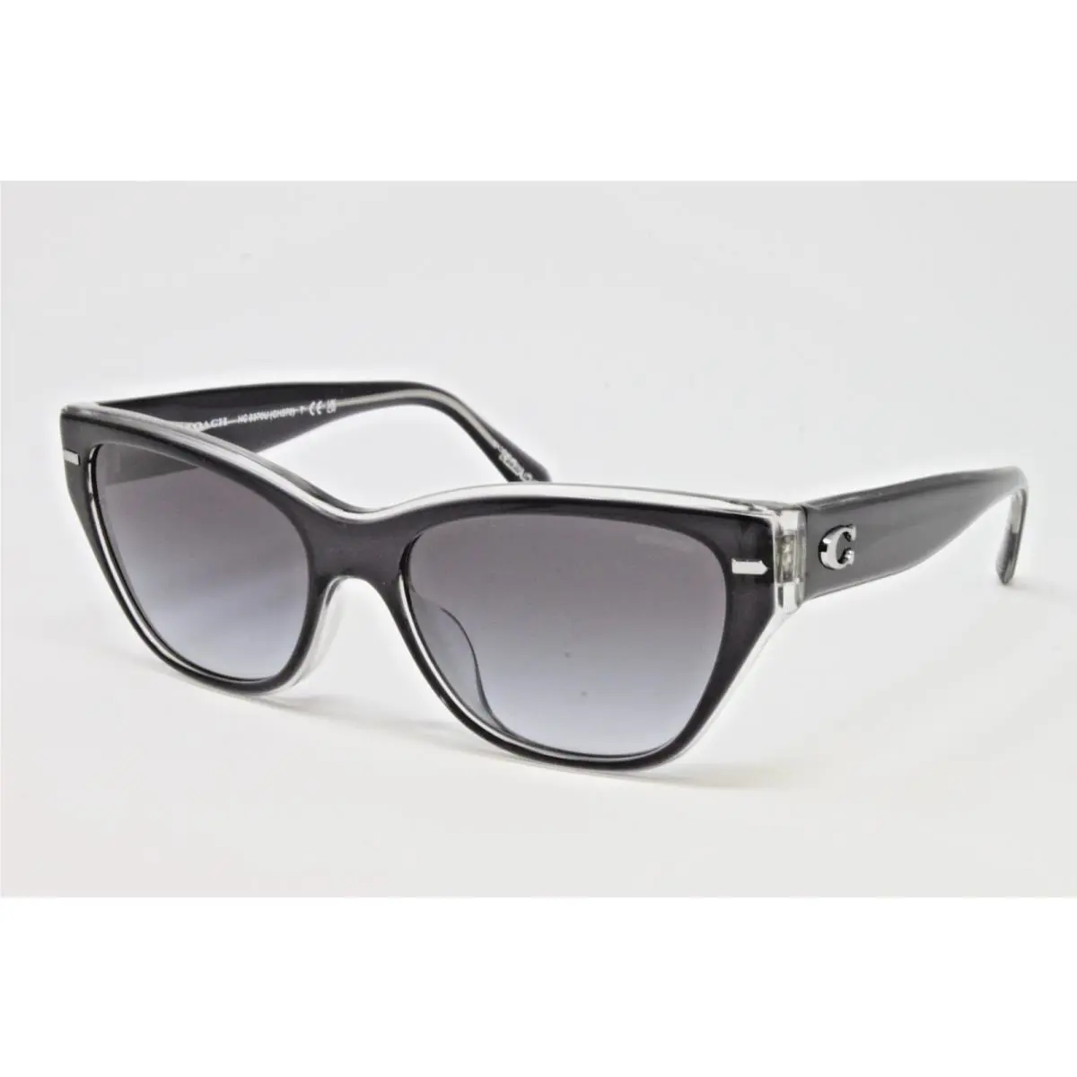 Coach HC8370U-57458G Black Transparent Grey 54mm Cat Eye Women`s Sunglasses