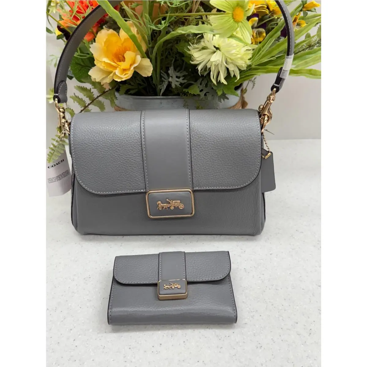 Coach Snake Grace Shoulder Bag CF390 CC059 Wallet Set Granite