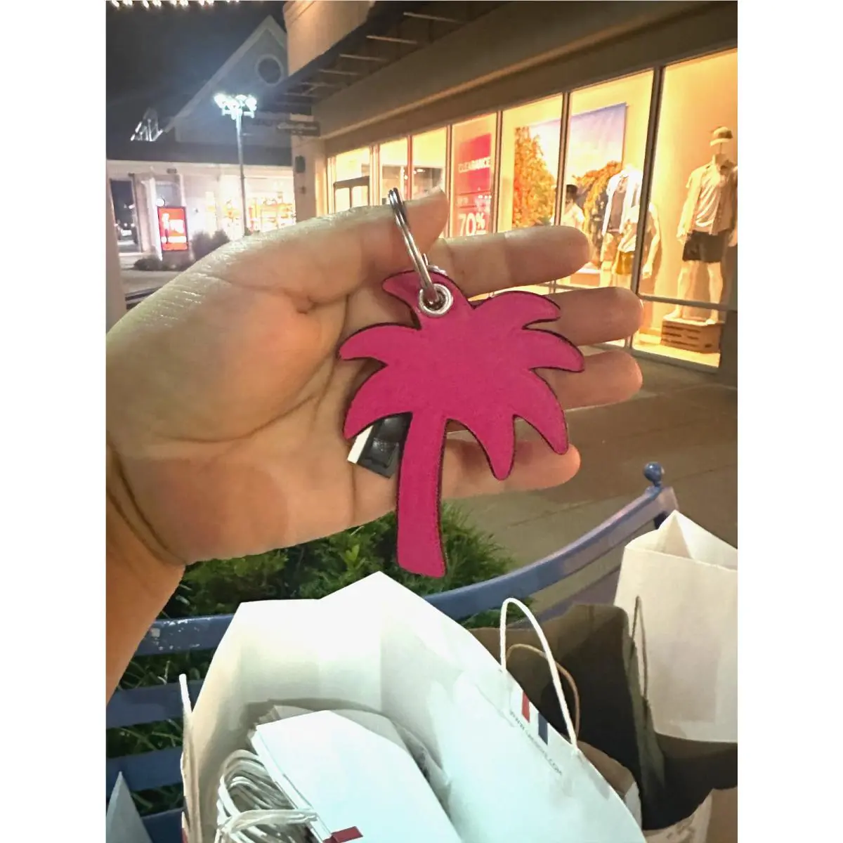 Coach Palm Tree Bag Charm Keychain Silver/dragonfruit Pink CBK53