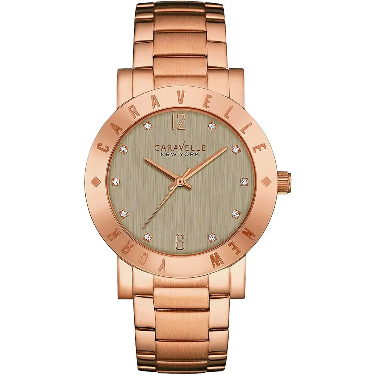York 44L203 Women`s Grey Analog Watch Rose Gold-tone Band by Caravelle