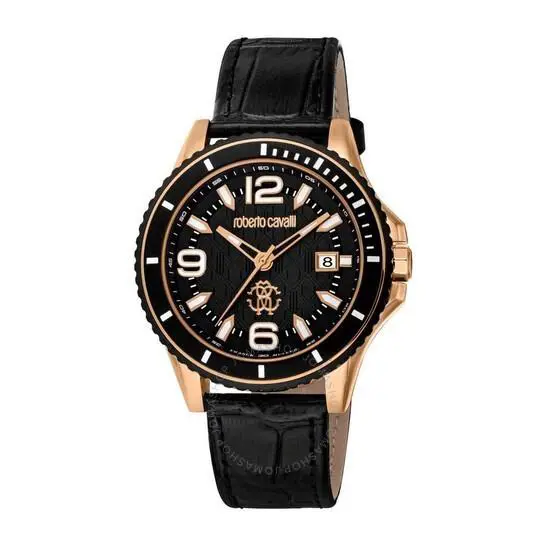 Roberto Cavalli by Franck Muller Men`s RV1G217L0031 Rgip Leather Date Watch