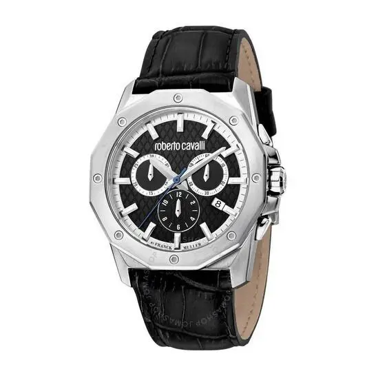 Roberto Cavalli by Franck Muller Men`s RV1G170L0011 Chrono Date Leather Watch