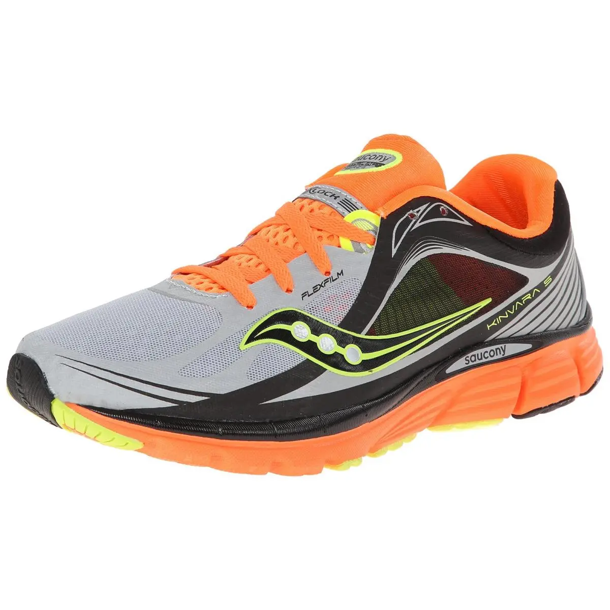 Saucony Men`s Kinvara 5 Vizi Glo Running Shoe Silver/vizi Orange/citron 12.5 M